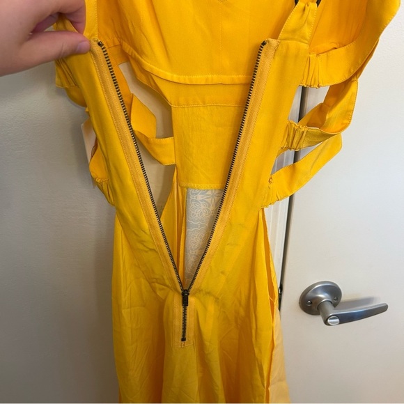 Aya Muse Citrine Silk Maxi Dress Yellow Blue Cut-Out NWT Small Wedding Formal - Picture 12 of 12